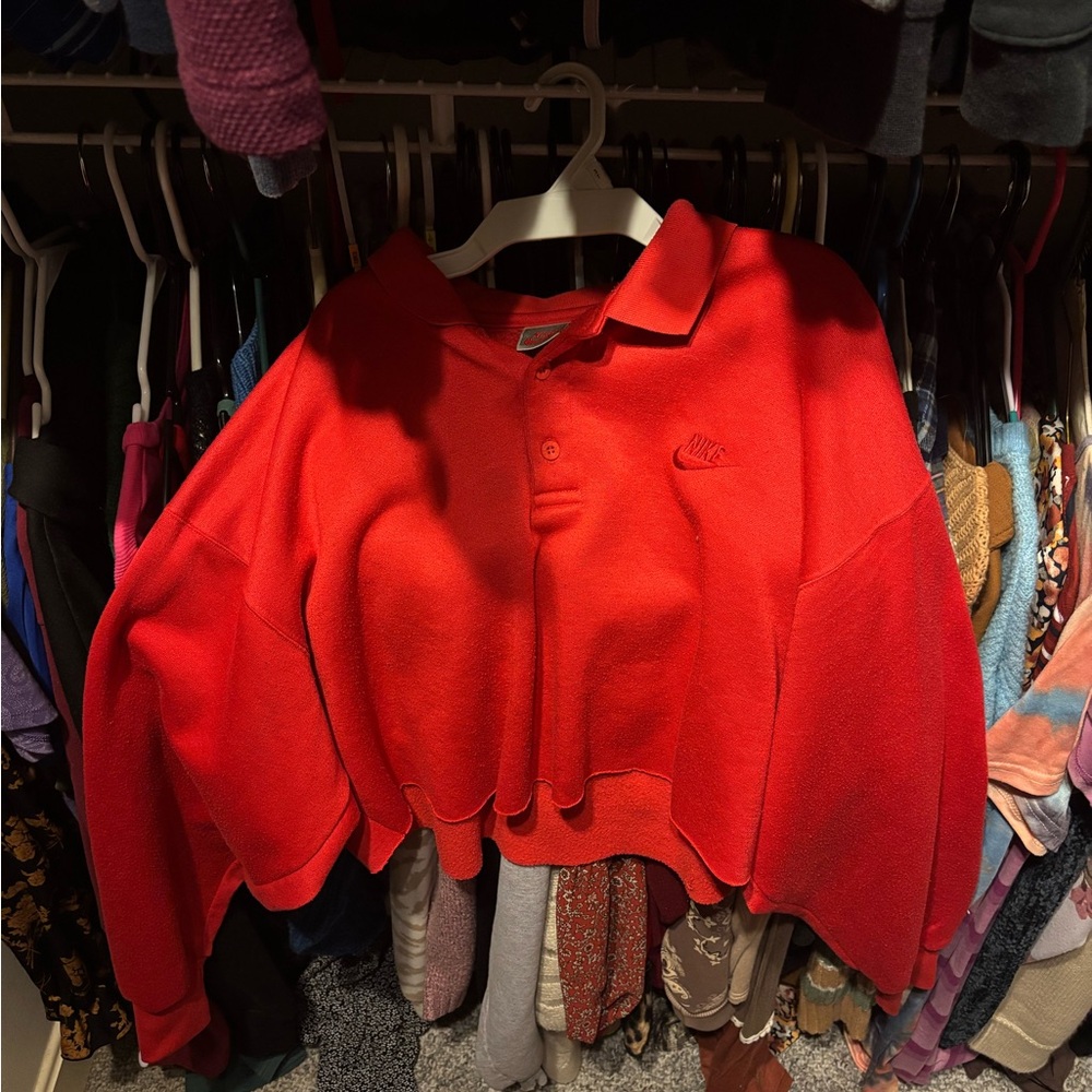 Vintage Nike Bright Red Polo Sweatshirt